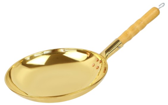 Telecorsa กระทะทองเหลืองมีด้ามจับ ขนาด 11 นิ้ว รุ่น Cooking-pan-Brass-11-k53a-Brass