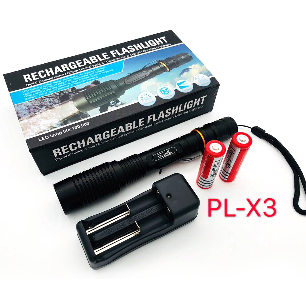 Telecorsa Zoom Flashlight PL-X3 Ultrafire 10000 Lumens 5Modes ZOOM T6 LED Model PL-X3-56a-Song