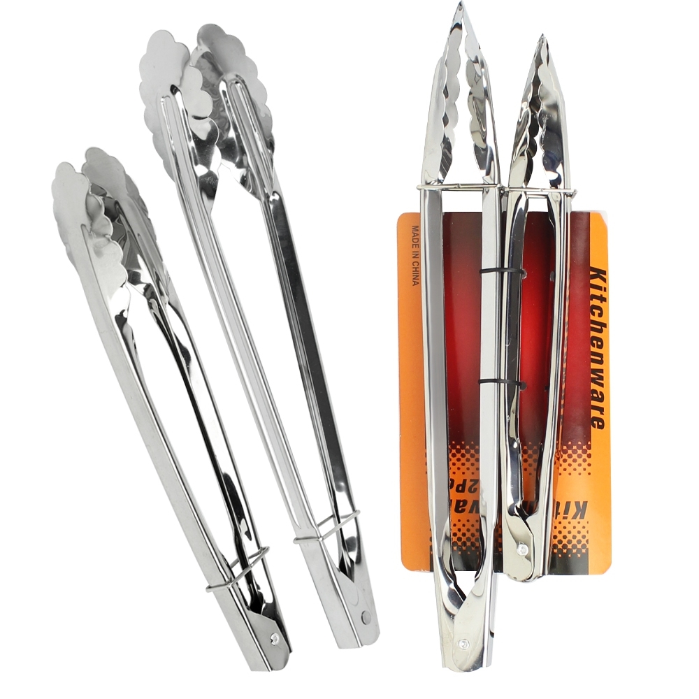 Telecorsa tongs, food tongs, 2 pieces, 2 sizes, model 2-Pieces-Stainless-Steel-Picker-05a-June-Beam