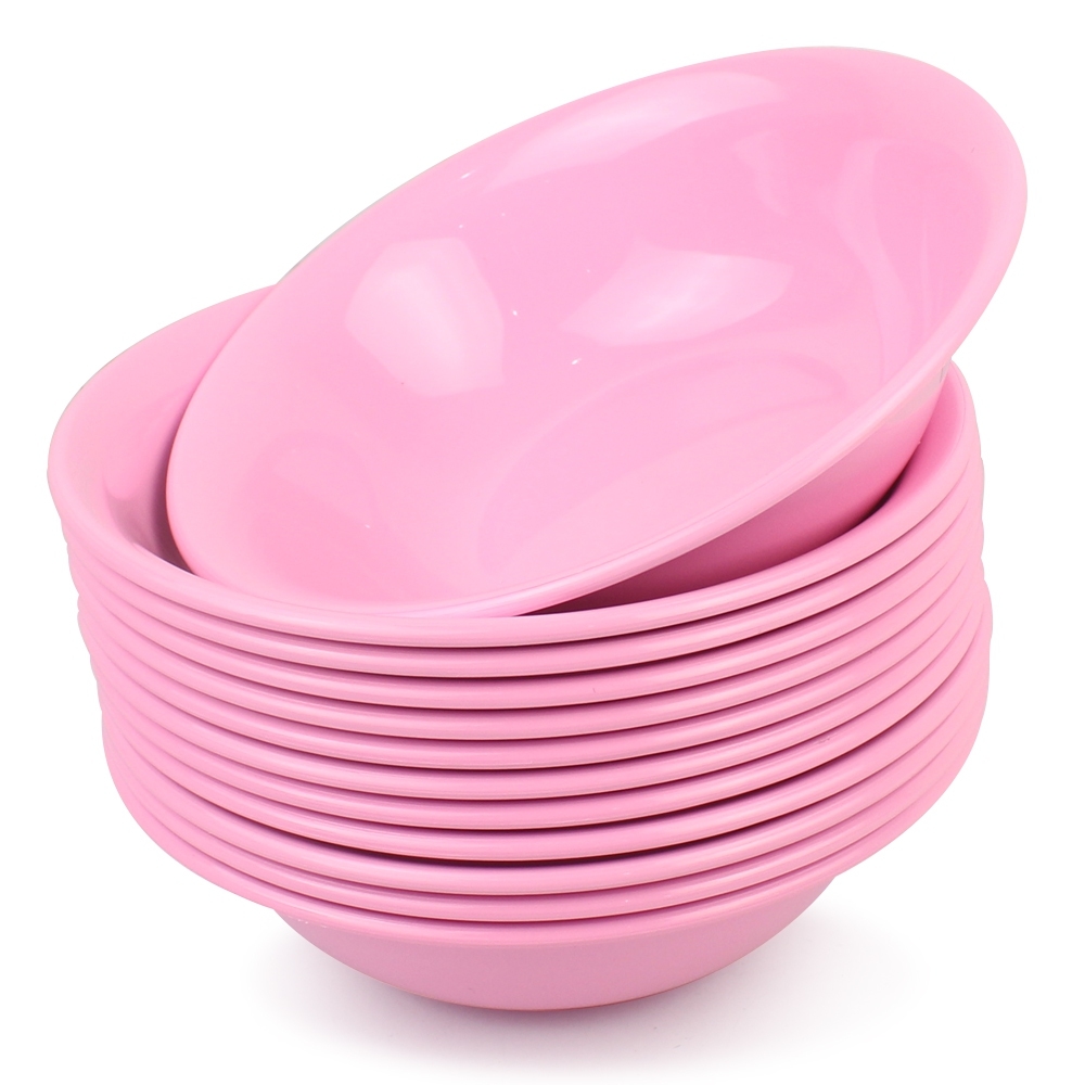 Telecorsa ถ้วย ชามพลาสติก ขนาด 20ซม. (สีชมพู) รุ่น Pink-circle-bowl-00h-T5