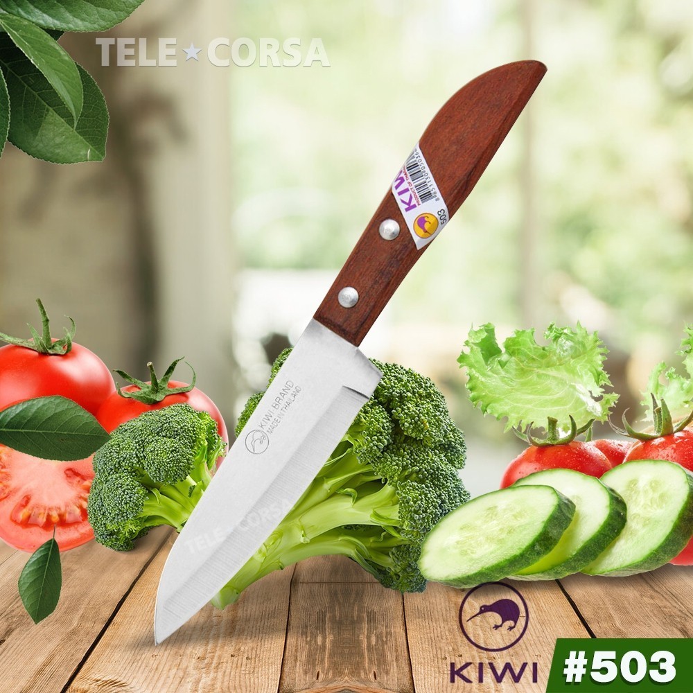 Telecorsa มีดทำอาหาร มีดทำครัวด้ามไม้ ขนาด4 นิ้ว (KIWI 503) รุ่น  Kitchen-knife-kiwi-503-05B-Boss