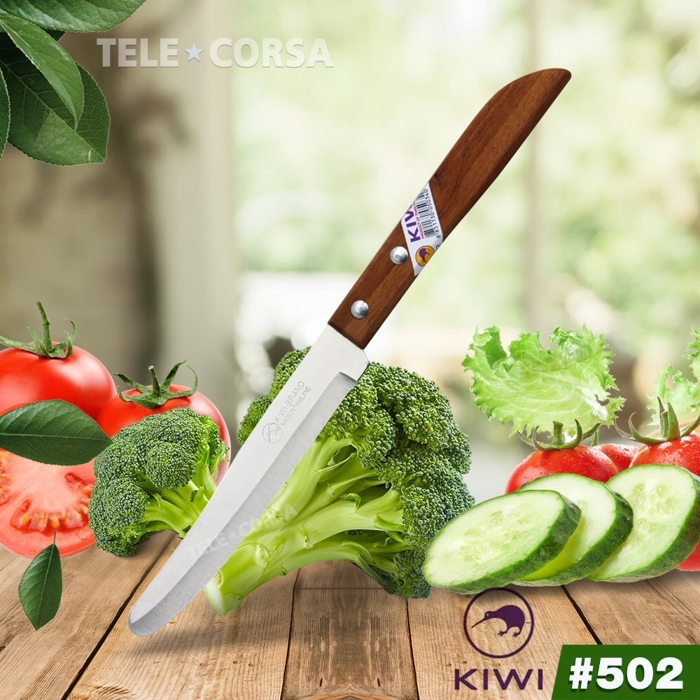 Telecorsa มีดทำอาหาร มีดทำครัวด้ามไม้ ขนาด4.5 นิ้ว (KIWI 502) รุ่น  Kitchen-knife-kiwi-502-09a-Boss