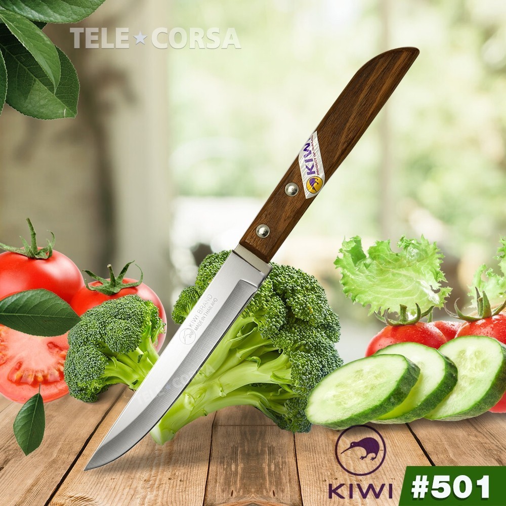 Telecorsa มีดทำอาหาร มีดทำครัวด้ามไม้ ขนาด5 นิ้ว (KIWI 501) รุ่น  Kitchen-knife-kiwi-501-09a-Boss