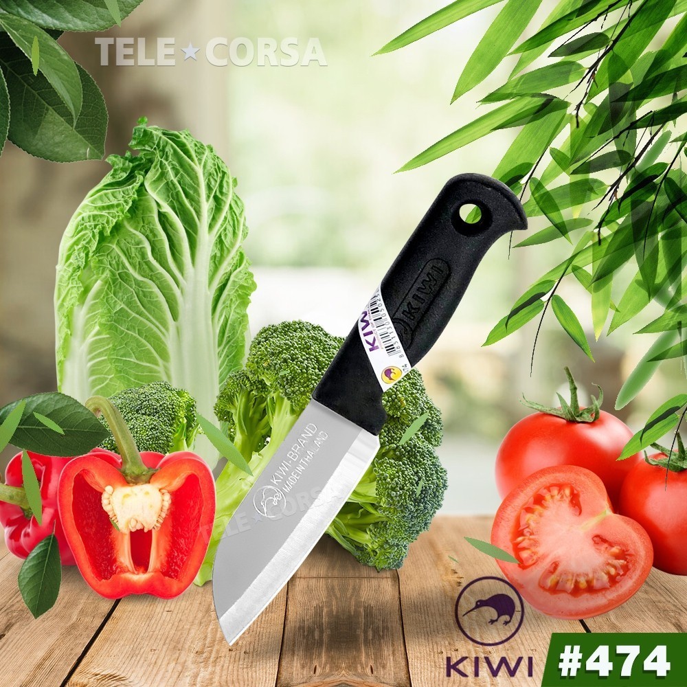 Telecorsa มีดKIWI มีดหั่นสแตนเลสกีวี 474 ด้ามดำ 4นิ้ว  รุ่น Kitchen-knife-kiwi-474-01B-Boss