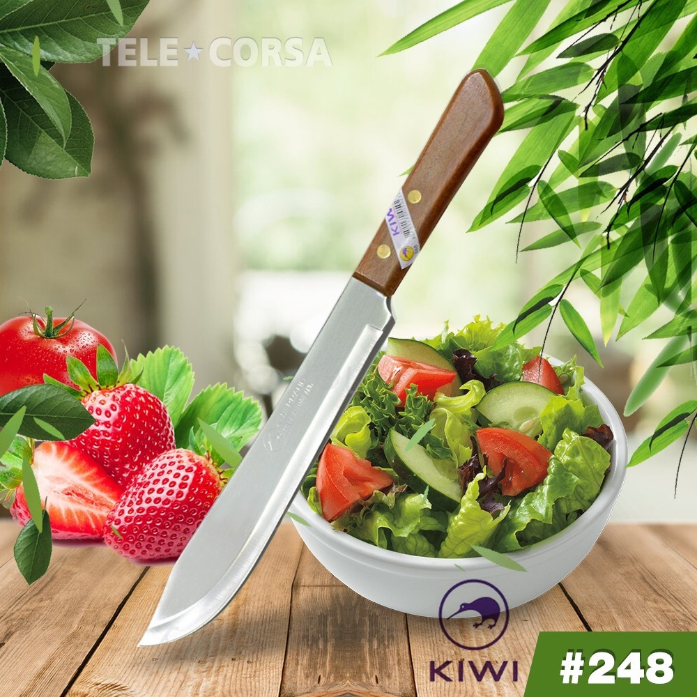 Telecorsa มีดทำอาหาร มีดทำครัวด้ามไม้ ขนาด 8 นิ้ว (KIWI 248) รุ่น Kitchen-knife-kiwi-248-08D-Boss