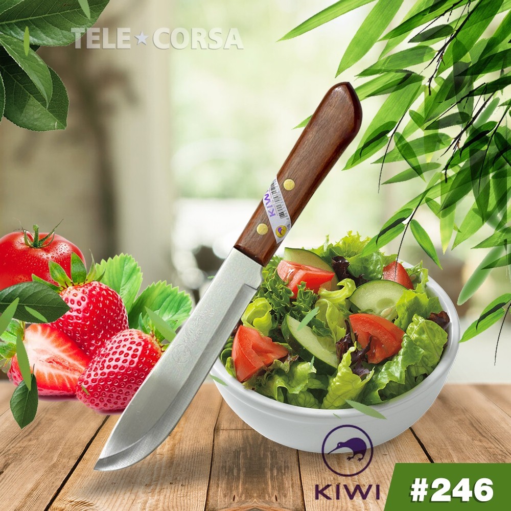 Telecorsa มีดทำอาหาร มีดผลไม้  มีดหัวบัวสแตนเลสกีวี No.246  ด้ามไม้ รุ่น Kitchen-knife-kiwi-246-08D-Boss