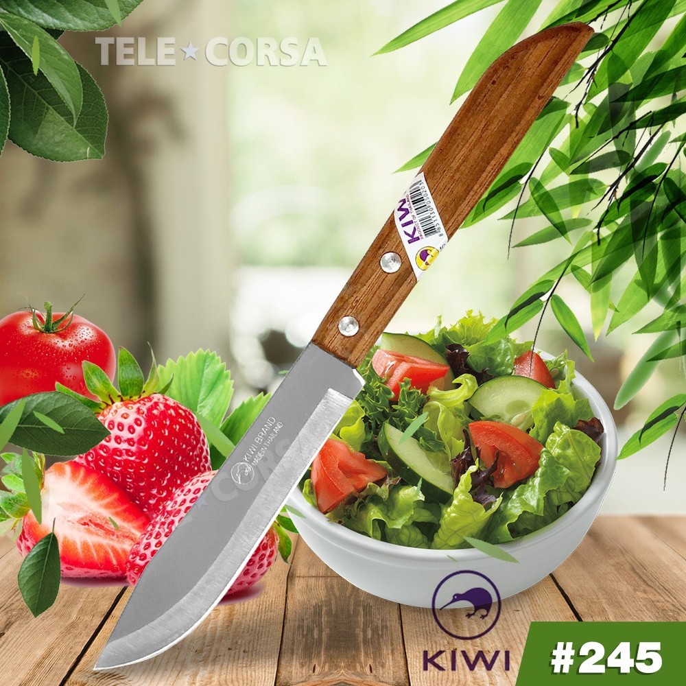 Telecorsa มีดทำอาหาร มีดหัวบัวสแตนเลสกีวี No.245  ด้ามไม้ รุ่น Kitchen-knife-kiwi-245-02D-Boss