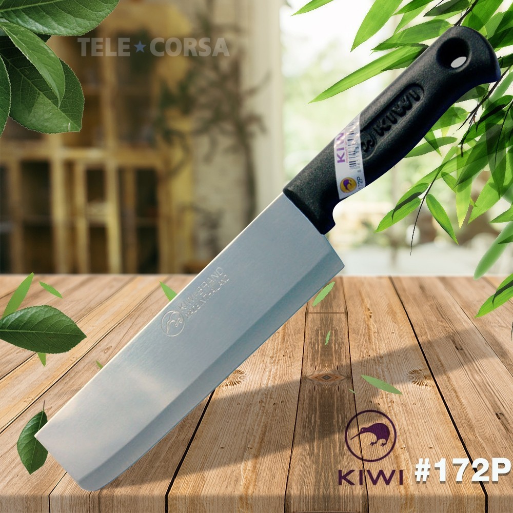 Telecorsa มีดสแตนเลสด้ามดำ ปลายตัด เบอร์ No.172P รุ่น Kitchen-knife-kiwi-172p-06C-Boss