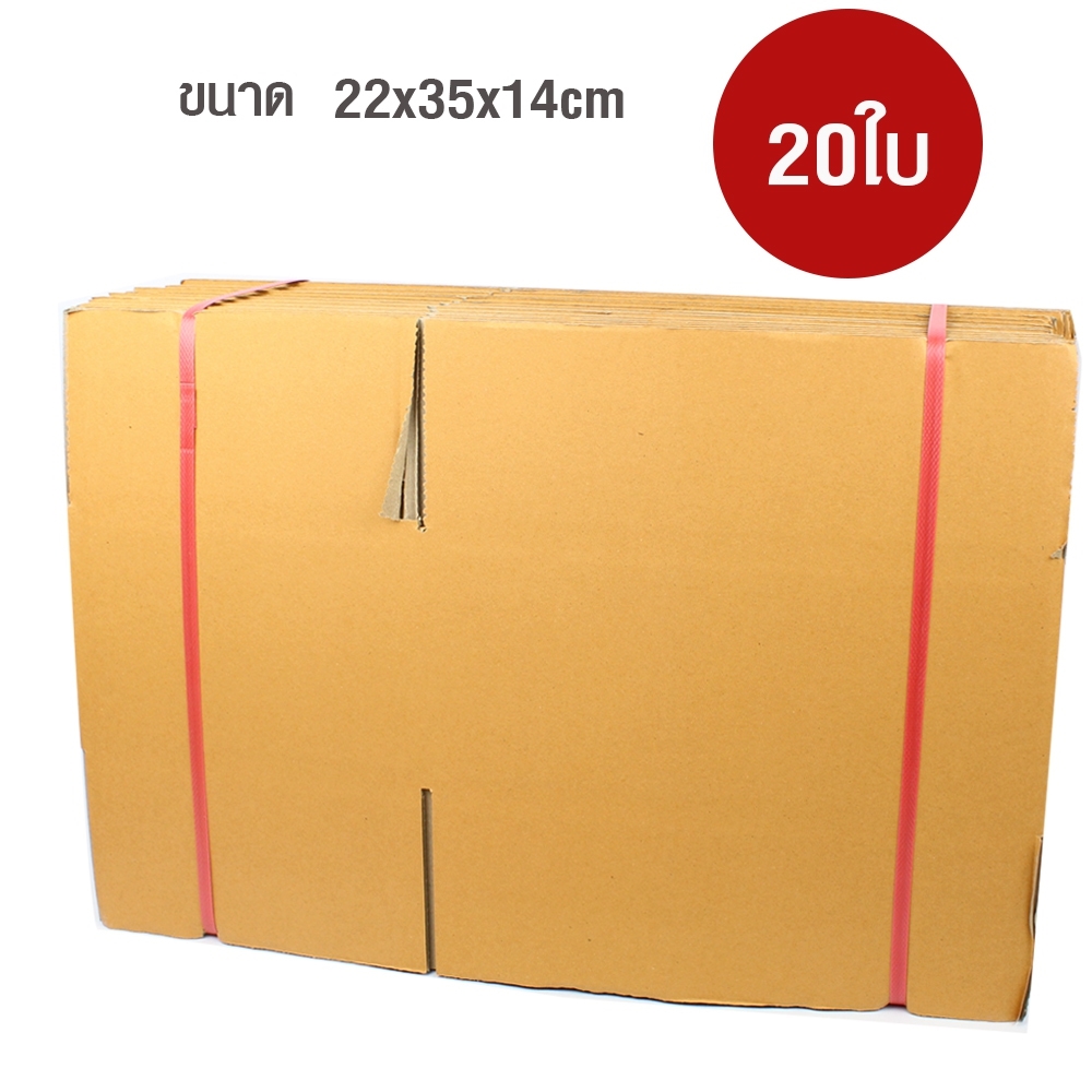 Telecorsa กล่องกระดาษ ลังกระดาษ 22x35x14 cm  20 ใบ รุ่น Brown-Box-D-04b-AiChan-Size22x35x14-20Pcs