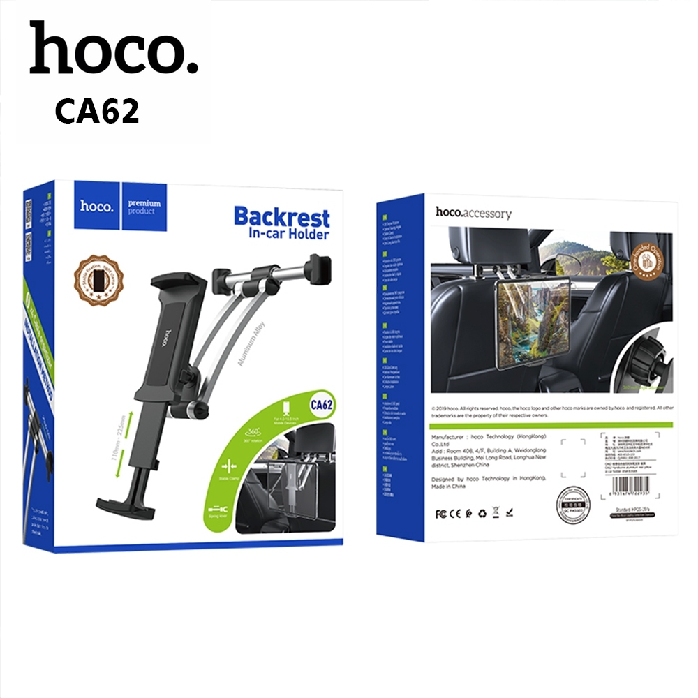 Telecorsa Hoco CA62 ขายึดโทรศัพท์มือถือ แท็บเล็ต ยึดหลังพนักพิงศีรษะ Backrest Car Holder รุ่น CA62-Backrest- Seat-06B-Ri