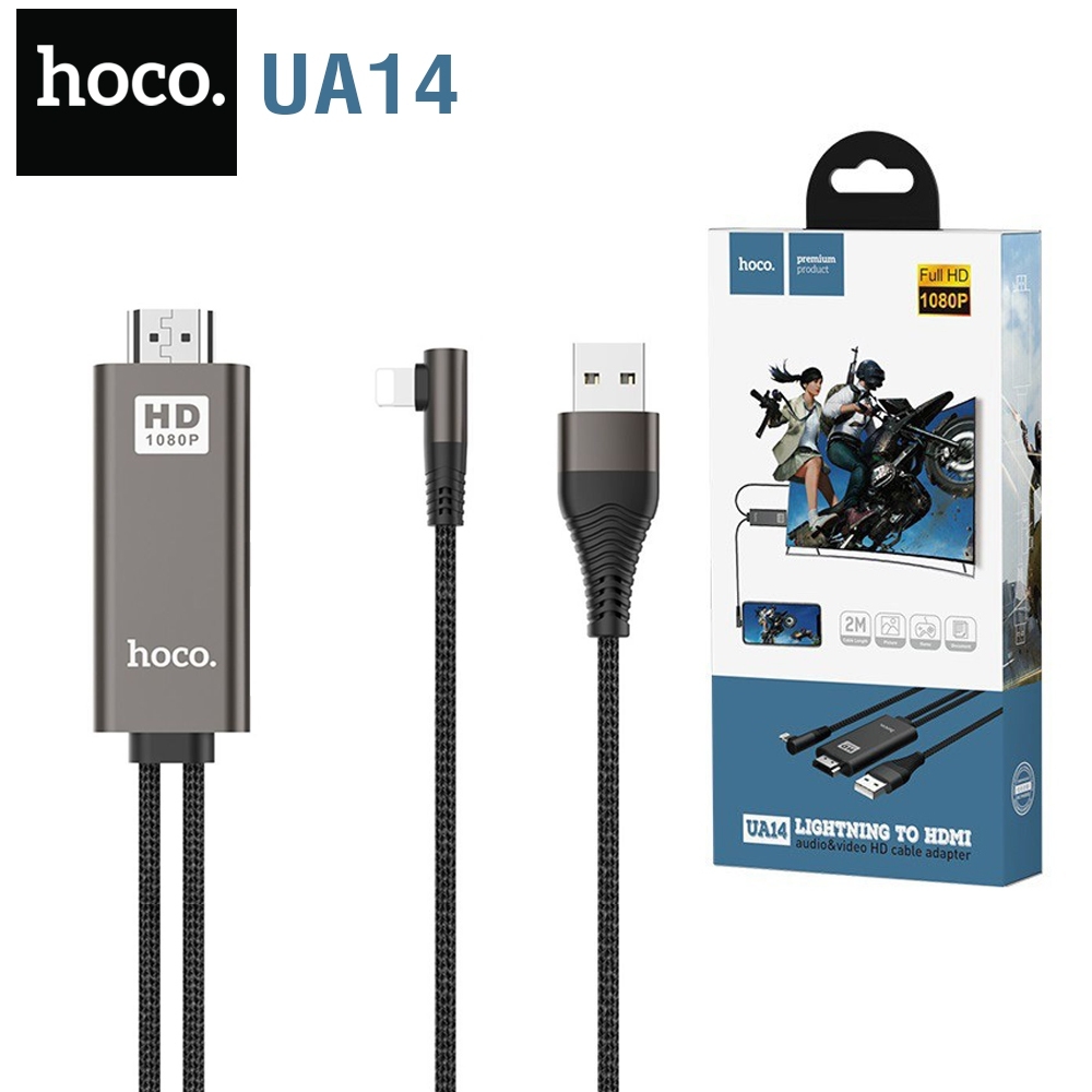 Telecorsa Hoco UA14 Cable Lightning To HDMI คละสี รุ่น HDMI-Lighting-Hoco-UA14-03C-Ri