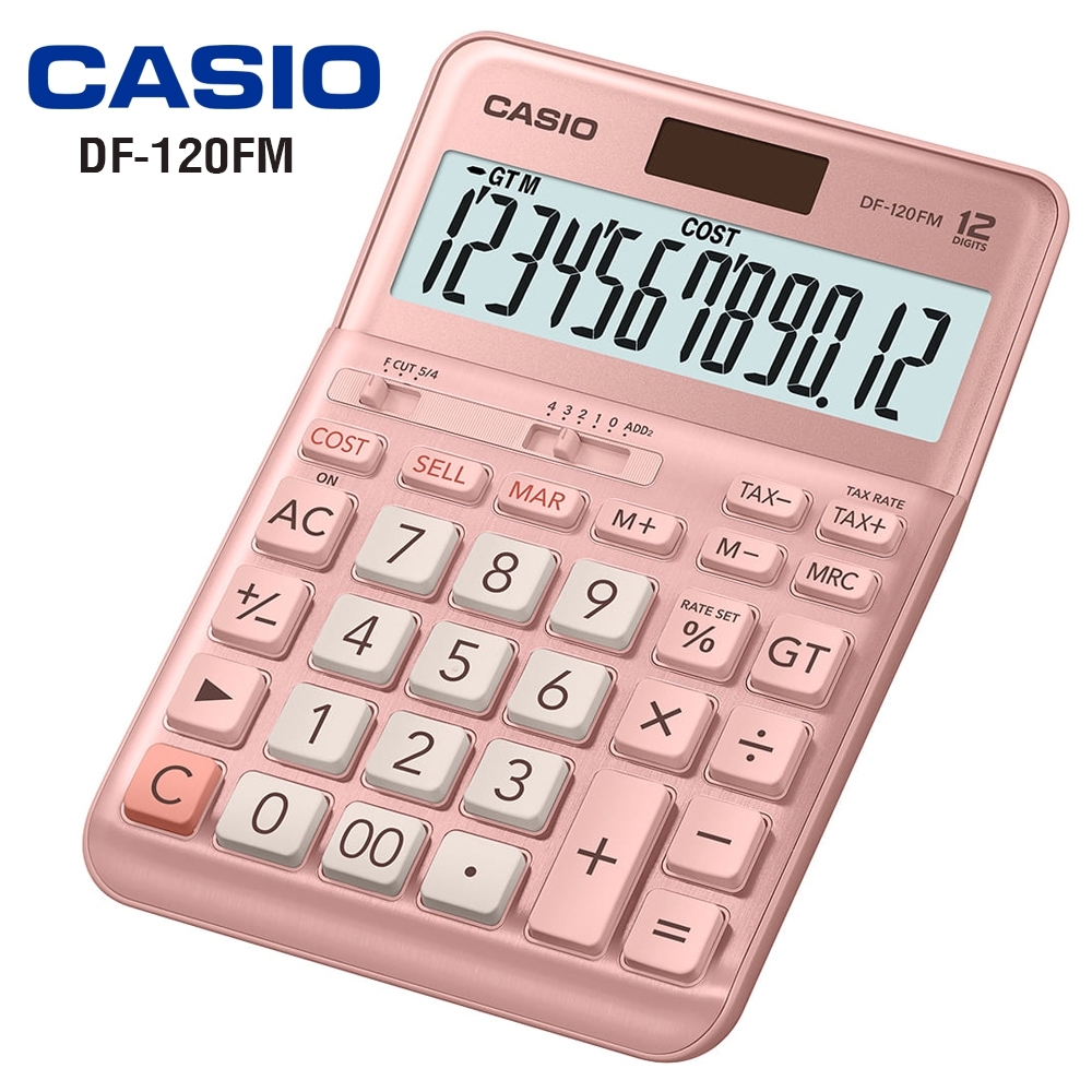 Telecorsa เครื่องคิดเลข หน้าจอ 12 หลัก  Casio  DF-120FM-PK  รุ่น Casio-DF-120-FM-02d-Cal