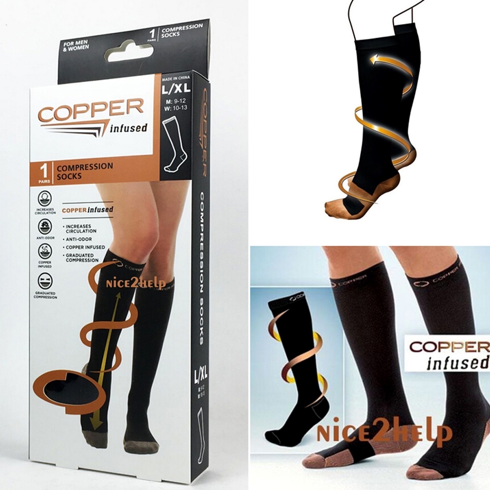 Telecorsa ถุงเท้า เพื่อสุขภาพขนาดยาวพิเศษ Copper Fit Compression Socks L/XL รุ่น CopperFit-00f-J1