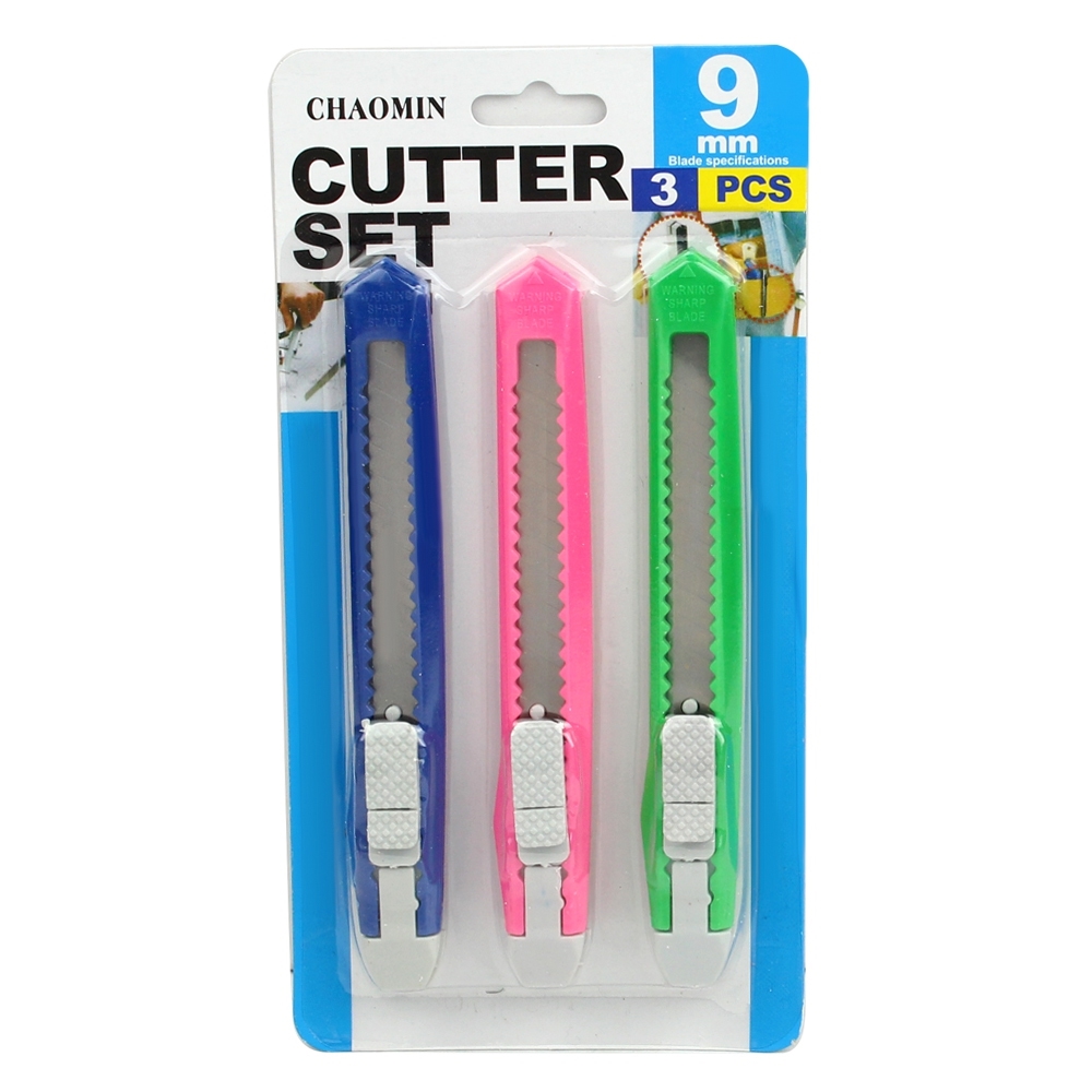 Telecorsa คัตเตอร์ ชุดมีดคัตเตอร์ 3 ชิ้น Chao Min Cutter Set 1ชุด รุ่น Cutter-set-small-3-pieces-00h-June-Beam