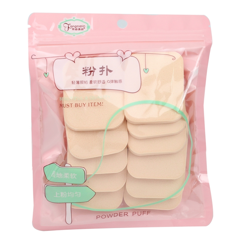 Telecorsa พัฟแต่งหน้า ฟองน้ำแต่งหน้า 12 ชิ้น ทรงสี่เหลี่ยม  รุ่น Facial-Sponge-12pieces-08a-June2-Beam