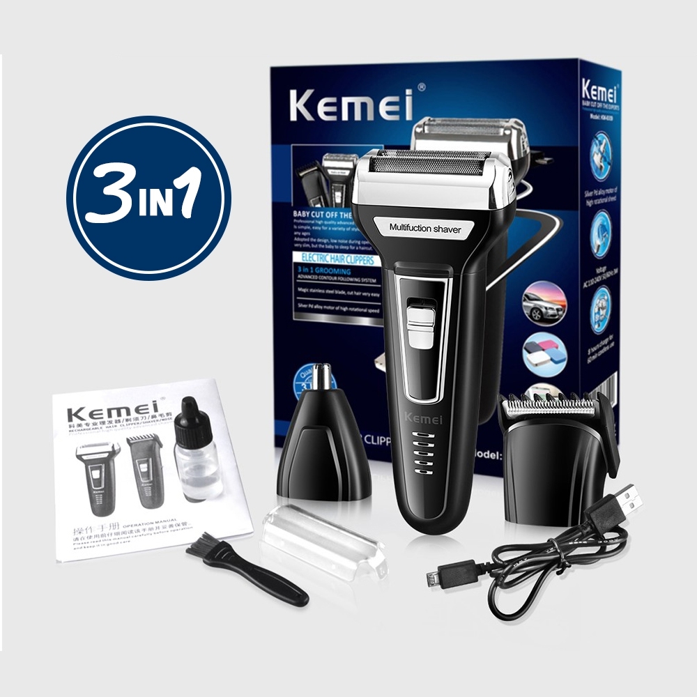 Kemei KM-6559 Multi-functional Haircut, Nose Hair, Shaver Battery 3in1 model KM-6559-04a-Rat