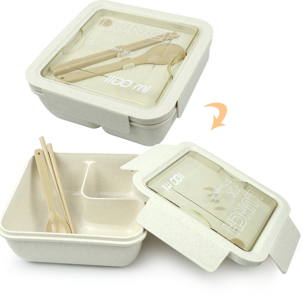 Telecorsa กล่องข้าว กล่องอาหาร พร้อมช้อนและตะเกียบ  Lunch Box รุ่น Lunchbox-chopstick-spoon-05g-June-Beam