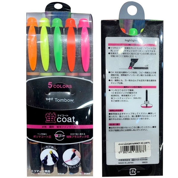 Telecorsa ปากกาไฮไลท์ 5 สี (แพ็ค5ด้าม) รุ่น japan-quality-highlighter-04a-OKs