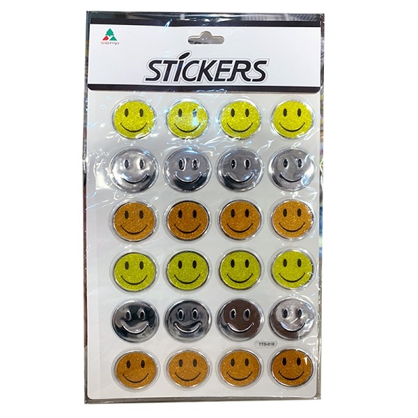 Telecorsa สติ๊กเกอร์รูปใบหน้ายิ้ม 24ชิ้น/แพ็ค รุ่น 1-inches-smiling-stickers-01A-OKs
