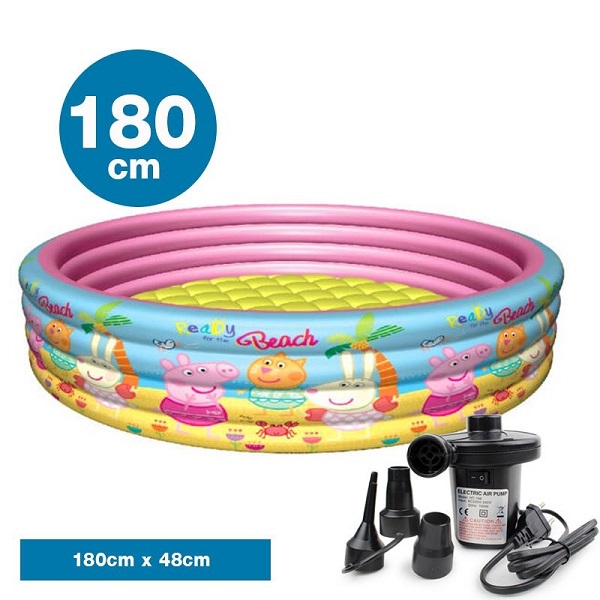 Telecorsa, round inflatable swimming pool, cartoon pattern, size 180x48 CM, model 180x48-CM-cartoon-round-inflatable-pool