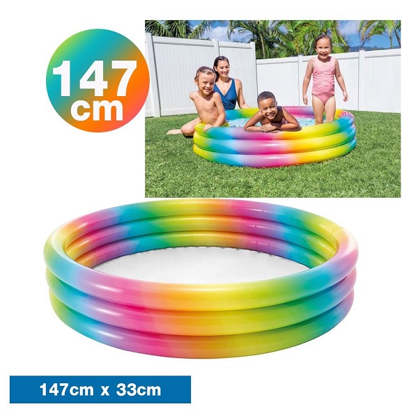 Telecorsa Rainbow Round Inflatable Swimming Pool Size 147X33 CM Model 147X33-CM-round-inflatable-pool