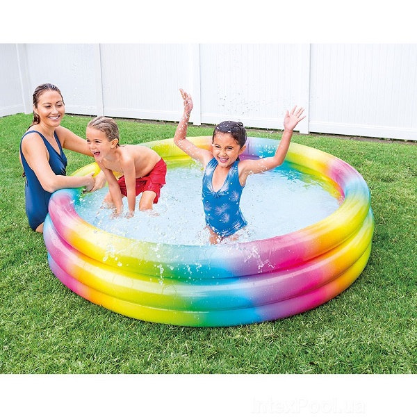 Telecorsa สระว่ายน้ำเป่าลมทรงกลมสีรุ้ง ขนาด 147X33 CM รุ่น 147X33-CM-round-inflatable-pool