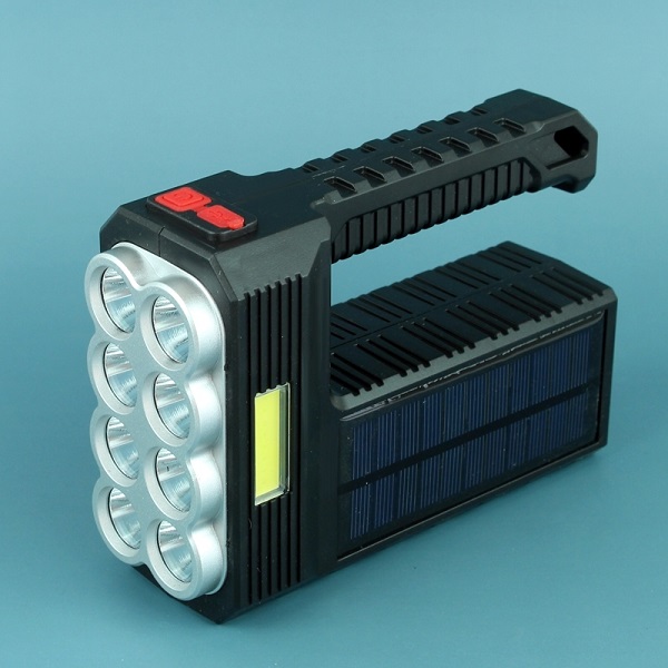 Telecorsa ไฟฉายพลังงานแสงอาทิตย์ LED 8ดวง+COD ด้านข้าง (W5117-1) รุ่น Solar-torch-light-8-led-02A-K2