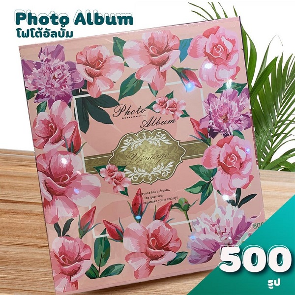 Telecorsa Photobook อัลบั้ม 500 ช่อง สีชมพู ลายดอกไม้ รุ่น 1-pink-flower-Photo-album-500-book-frame-40B-Sun