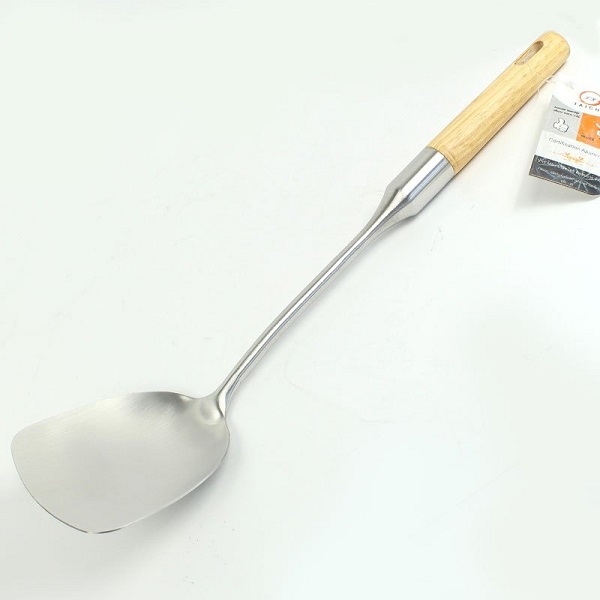 Telecorsa Stir-fried Turner Stainless Steel Turner Turner with wooden handle XY-4301 1pc model stainless-steel-wooden-handle-frying-pan-big-05e-TC