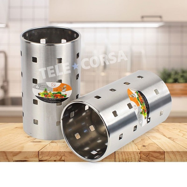 Telecorsa ตะแกรงใส่ช้อน ส้อม ตะเกียบ มี 2 ขนาดให้เลือก รุ่น Large-utensil-forks-spoons-dry-stainless-steel-05h-TC