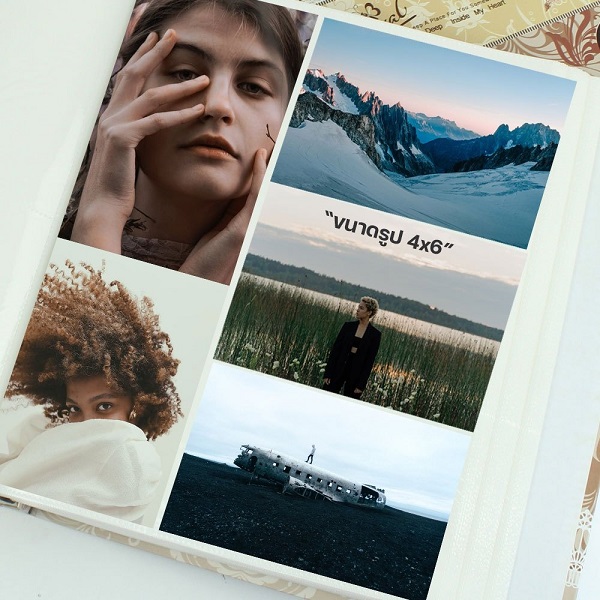 Telecorsa Photobook อัลบั้ม 500 ช่อง สีม่วง ลายรูปดอกกุหลาบ รุ่น purple-rose-pattern-Photo-album-500-book-frame-40B-Sun