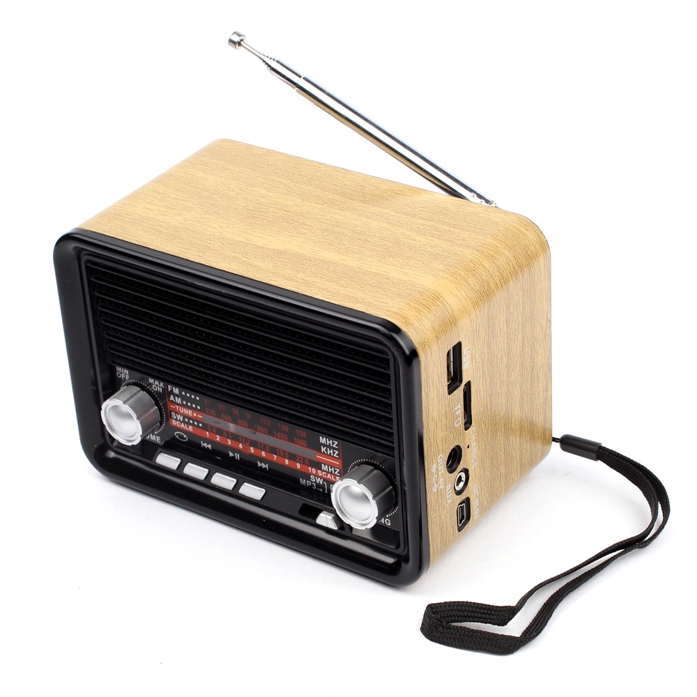 Telecorsa Radio AM/FM/SW Brown Wood Grain Small Size NNS NS-1537BT Model NS-1537BT-06b-Song