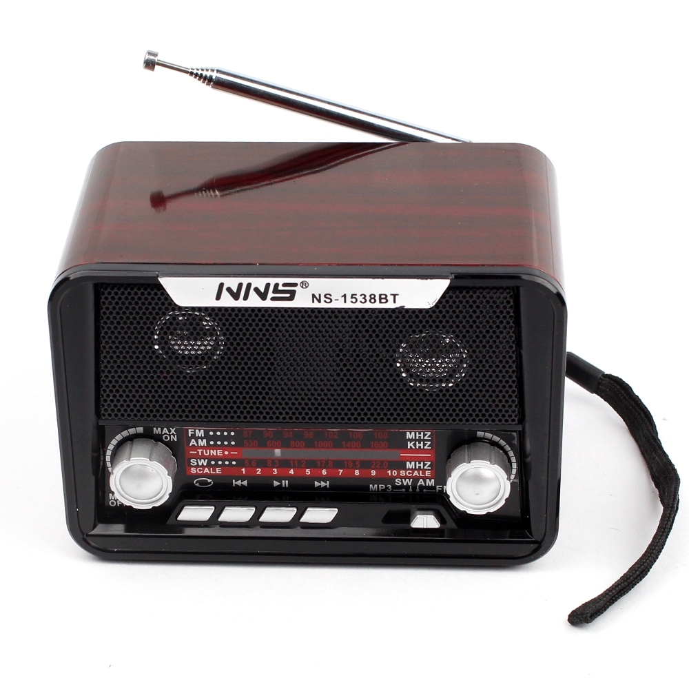 Telecorsa Radio AM/FM/SW Red Wood Small Size NNS NS-1538BT Model NS-1538BT-06b-Song