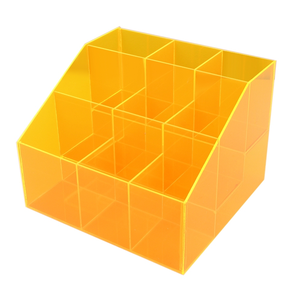 Telecorsa กล่องอะคริลิคเหลี่ยม 9 ช่อง  สีส้ม รุ่น Orange-plastic-acrylic-cosmetic-lipstick-00B-Likkit