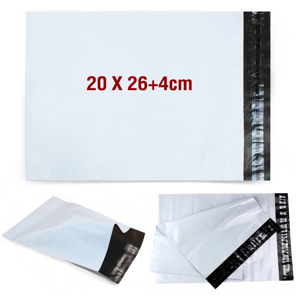 Telecorsa ซองไปรษณีย์ พลาสติกกันน้ำ ถุงไปรษณีย์ ถุงพัสดุแถบกาว (ไม่จ่าหน้าซอง) 20x26+4Cm รุ่น  Plastic-letter-20x26+4cm-no-print-00c-50pcs-00c-boss
