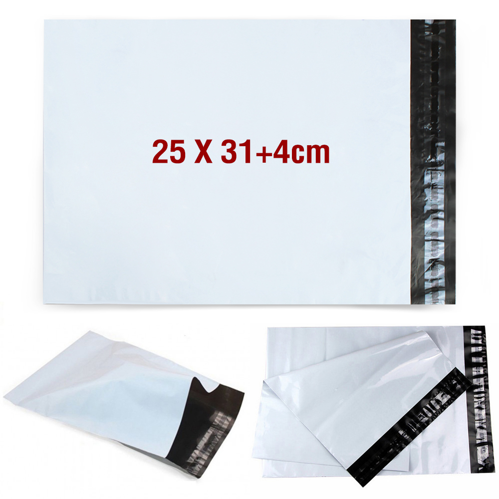 Telecorsa ซองไปรษณีย์ พลาสติกกันน้ำ ถุงไปรษณีย์ 50ใบ ขนาด 25x31+4cm( แบบไม่จ่าหน้าซอง)รุ่น Plastic-letter-25x31+4cm-no-print-08c-50pc