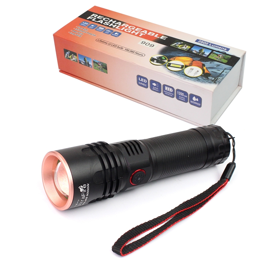 Telecorsa Flashlight RECHARGEBLE Flashlight No.909 Model Rechargeable-Flashlight-2800-Lumens-909-LED-00B-K2