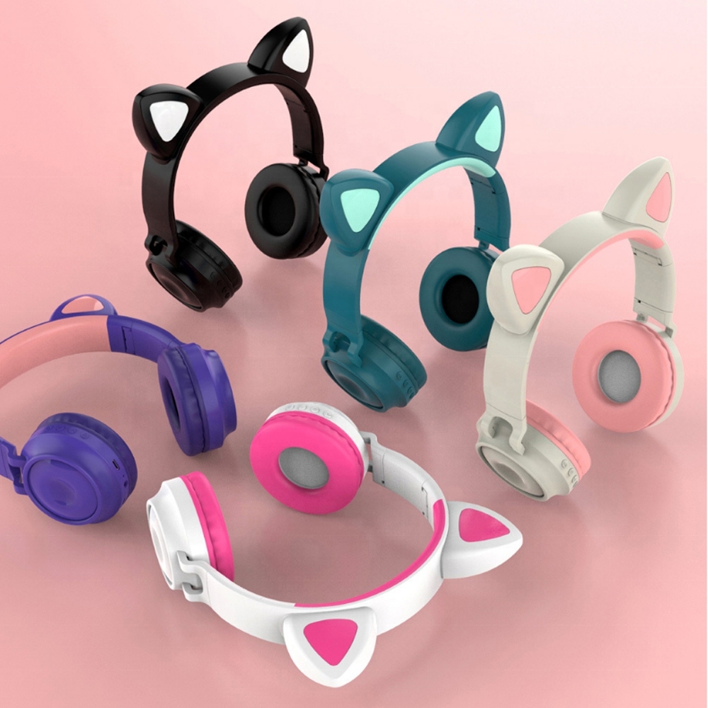 Telecorsa หูฟังบลูทูธแบบหูแมว รุ่น Cat-kitten-headphone-gaming-07b-Ri