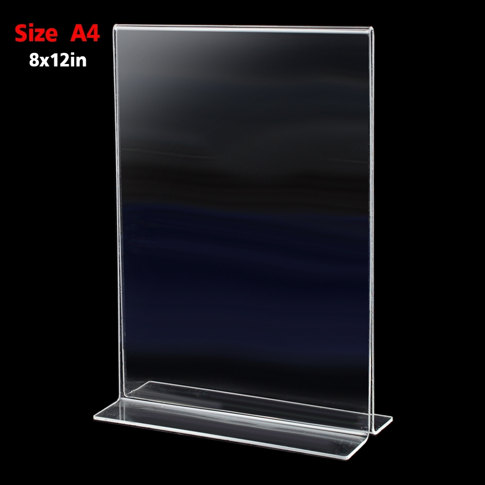 Telecorsa ป้ายตั้งโต๊ะอะคริลิค ขนาด 8x12นิ้ว แนวตั้ง รุ่น Plastic-clear-acrylic-2-sided-A4-stand-Portrait-advertisement-05a-boss