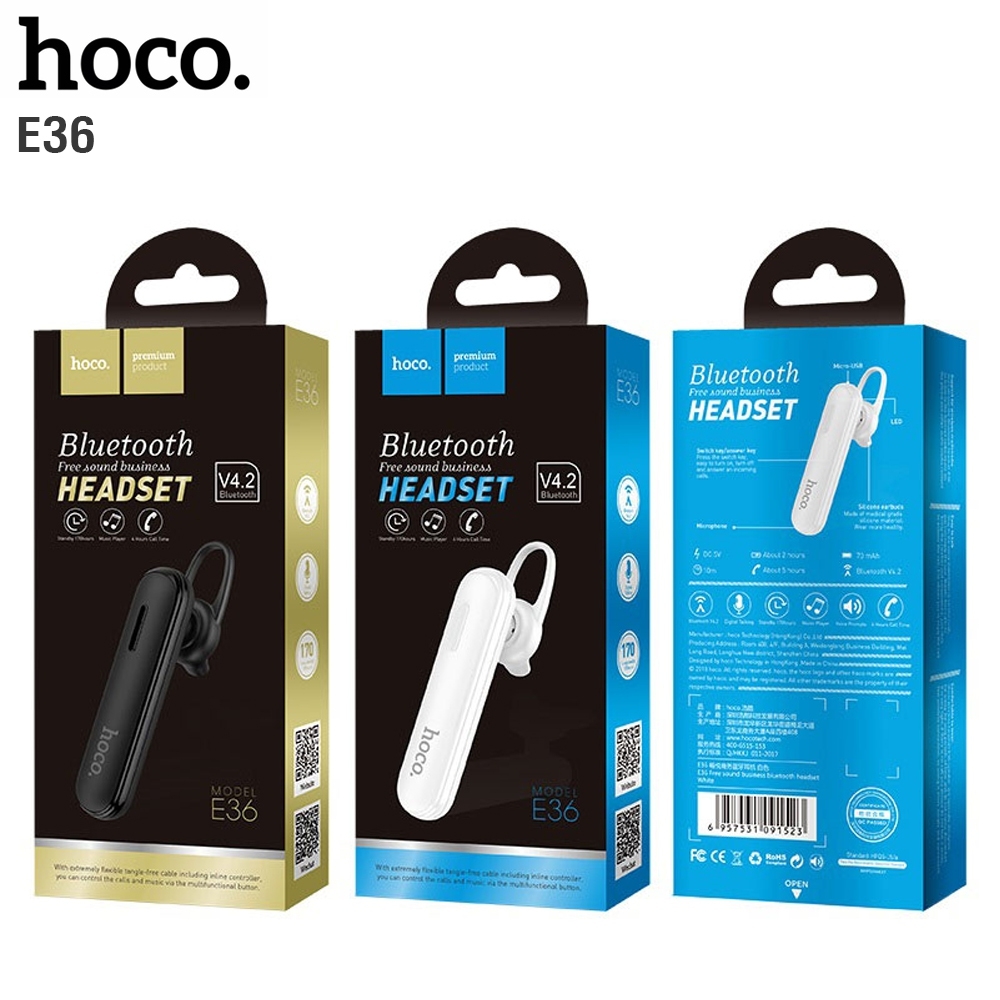 Telecorsa Hoco E36 หูฟังบลูทูธ รุ่นWireless-headset-bluetooth-Black-E36-03A-Ri