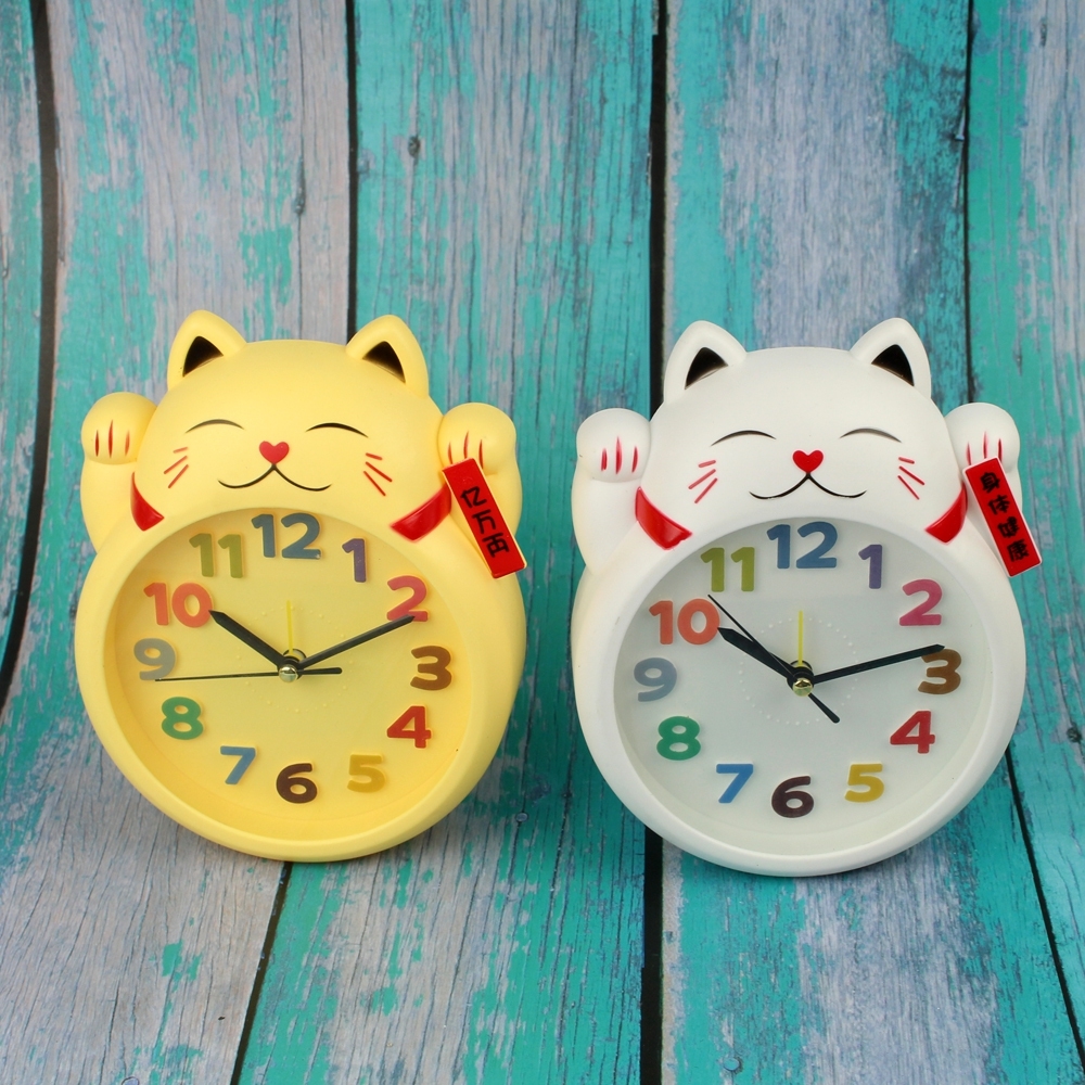 Telecorsa นาฬิกาเเขวนรูปแมว(คละสี)   รุ่น Lucky-Cat-Alarm-Clock-05e-Song