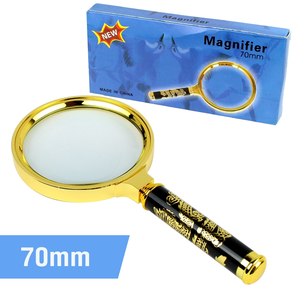 Telecorsa Gold Magnifying Glass 70 mm. (5 Size for Chosen) Code Magnifier-Gold-70mm-00F-K2