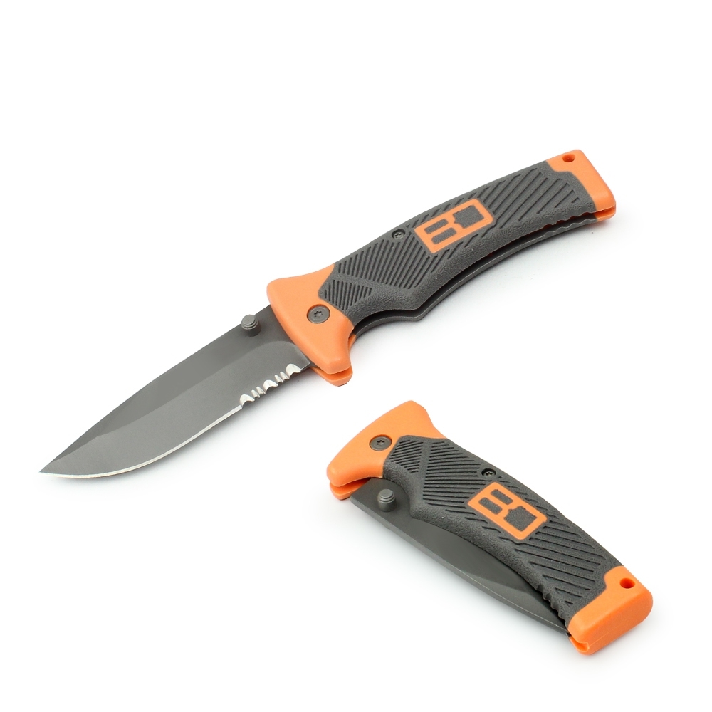 Telecorsa มีดเดินป่า มีดพับ มีดพก รุ่น Orange-Black-Foldable-Knife-02A-K2