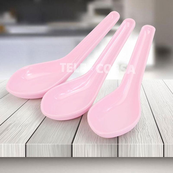 Telecorsa ช้อนเมลามีนสีชมพู  รุ่น Soup-spoon-plastic-quality-05d-KW9