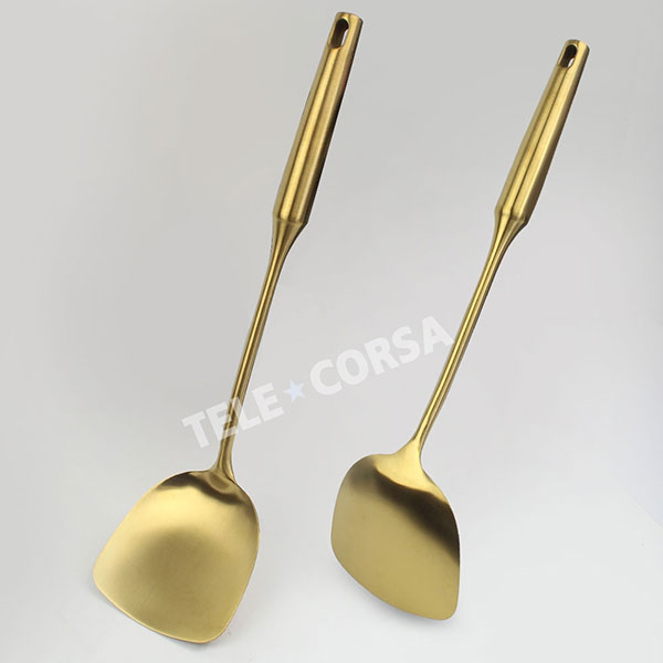 Telecorsa Turner Turner Stainless Steel (Gold Color) XY-4346 Model Gold-coated-XY-FRYING-PAN-BIG-05H-TC