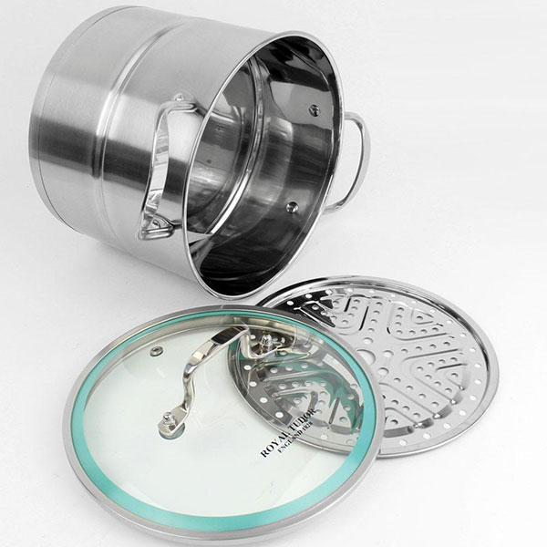 Telecorsa หม้อสแตนเลส หม้อนึ่งและหม้อต้ม พร้อมฝาแก้ว อเนกประสงค์ ขนาด 20 ซม. รุ่น 20cm-2320-Stock-boiling-pot-steaming-2in1-08B-TC