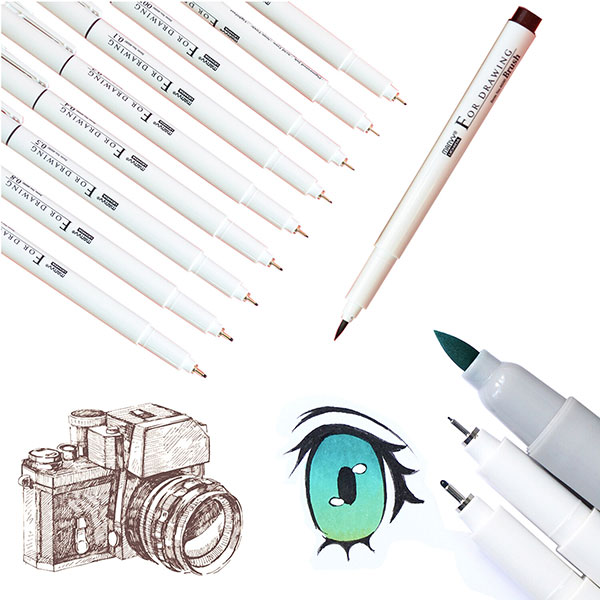 MARVY Precision Micro-Line Pens, Set of 13 Black Micro-Pen Fineliner Ink Pens, Waterproof Archival Ink, Multiliner, Sketching, Anime, Artist Illustration, Technical Drawing, Office Documents，Croma Markers from USA ปากกาไมโครไลน์ที่แม่นยำ