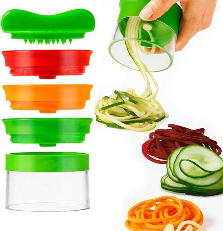 Telecorsa อุปกรณ์ทำเส้นสปาเก็ตตี้จากผัก  ที่ทำผักเป็นเส้นสปาเกตตี้ แบบมือหมุน Hand Held Spiralizer Trio รุ่น Vegetables-Slicer-00f-J1