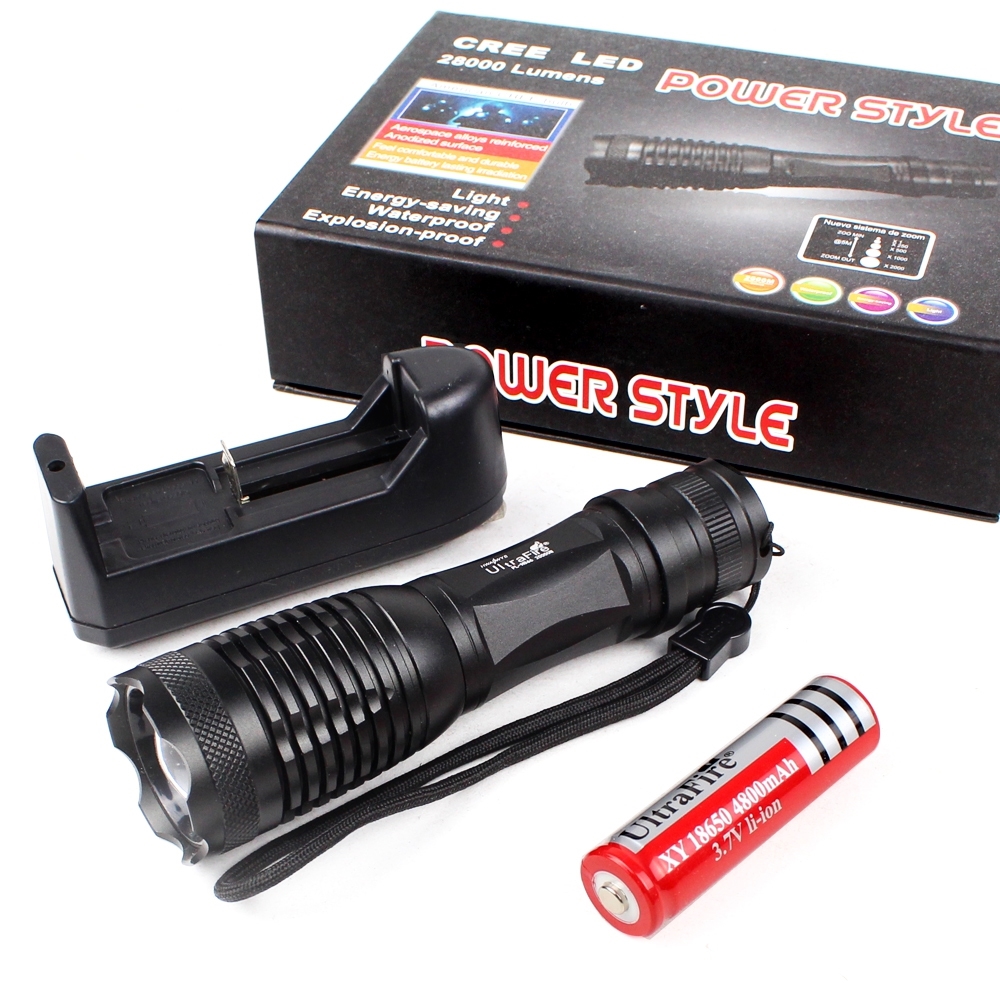 Telecorsa Zoomable Flashlight CREE LED ULTRA FIRE PL-H886 28000Lumens CreeLED-BlackBox-10a-Song