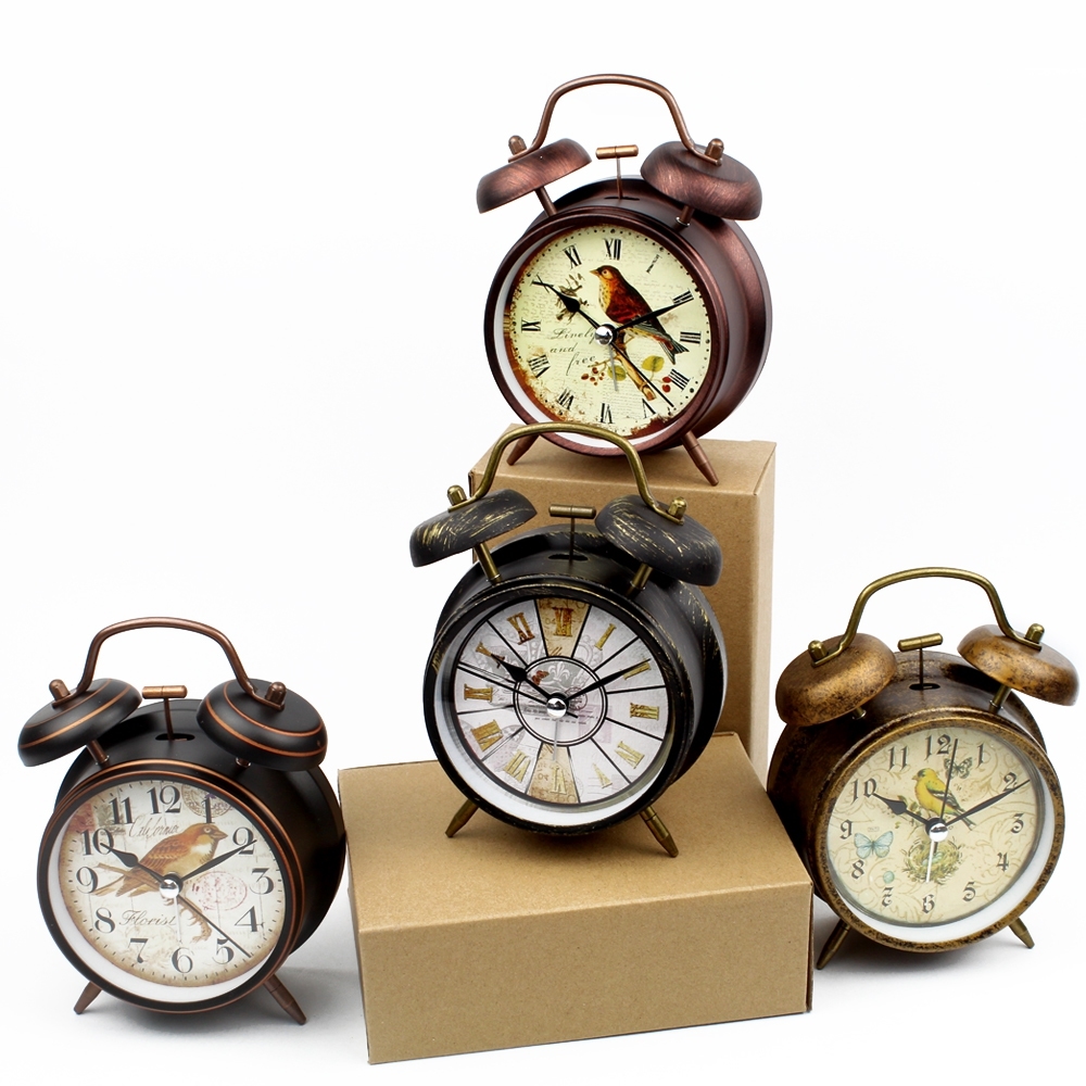 Telecorsa Alarm Clock Vintage Pattern ALARM CLOCK Model Quartz-Clock-Bird-BrownBox-02a-Song